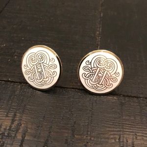 Gold and white cuff links